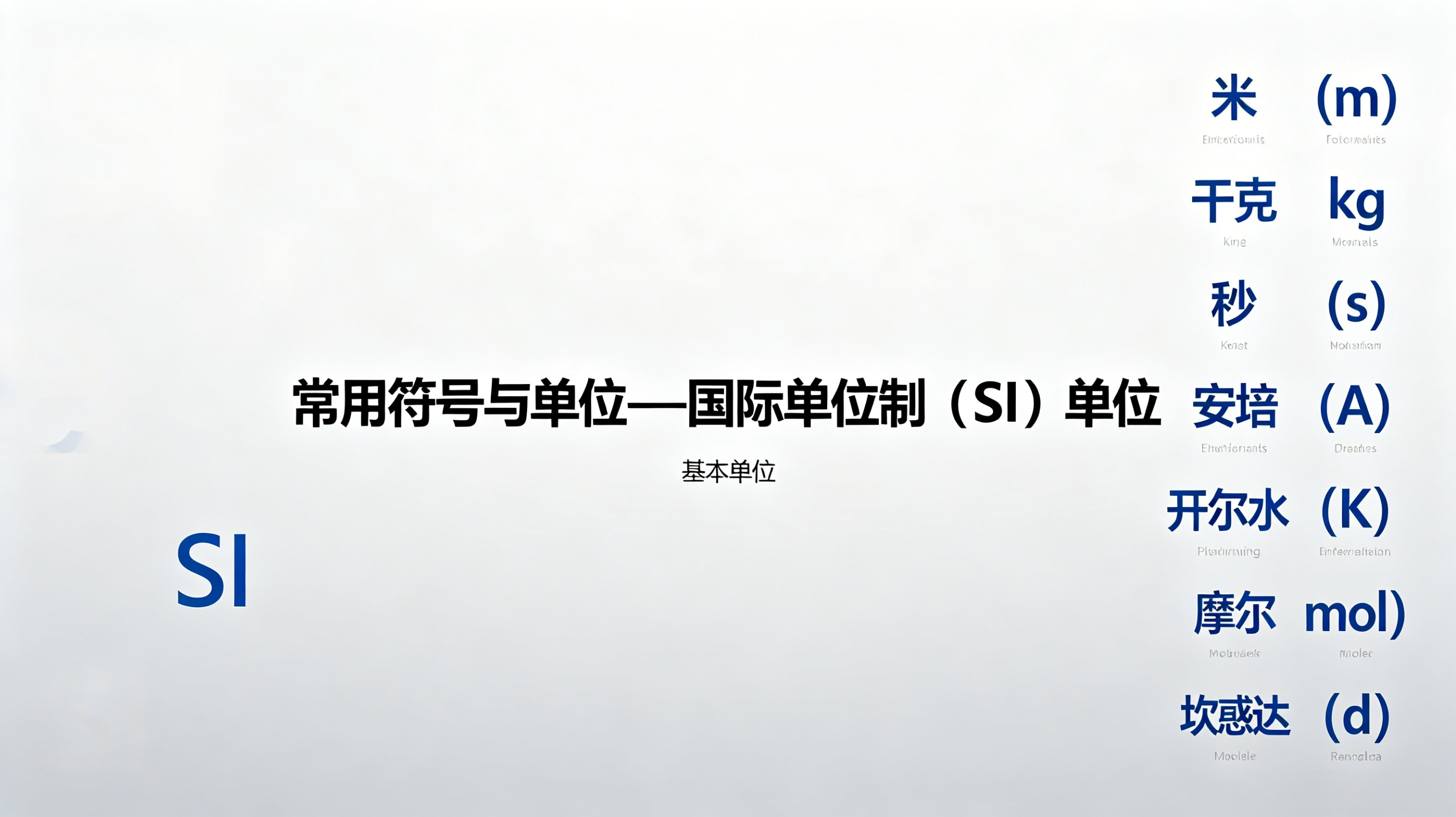 常用符号与单位--国际单位制（SI）单位